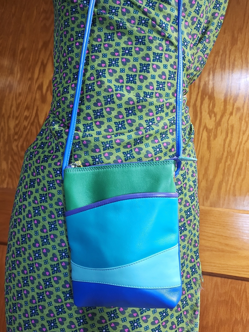 Green & Blue Colorblock Crossbody Bag — Sleek Everyday Carry